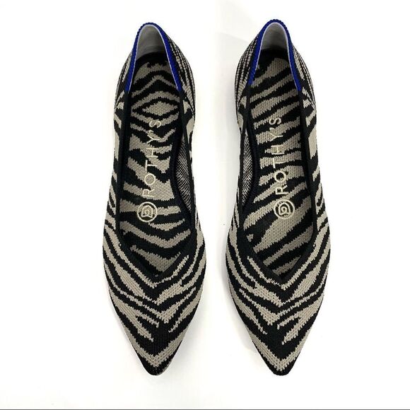 Rothy's The Point Black Zebra Flats Size 5 - Picture 4 of 15